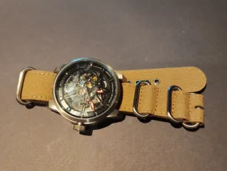 Reloj Automático Pagani Design Skeleton Beige