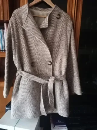 Chaqueta cruzada señora beige/gris