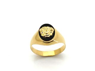 sello oro 18k con piedra con circonita,onix