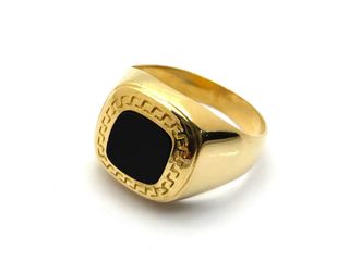 sello oro 18k con piedra con circonita,onix