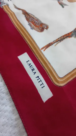 Pañuelo vintage aves italiano rojo burdeos