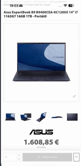 Asus ExpertBook i7 11th Gen Portátil Potente