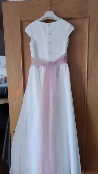 Vestido Comunión Blanco y Rosa