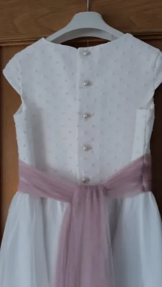 Vestido Comunión Blanco y Rosa