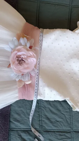 Vestido Comunión Blanco y Rosa