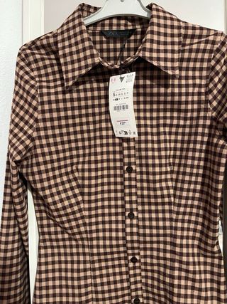 Camisa cuadros Zara Talla S