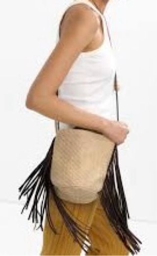 Bolso bombonera rafia y piel Parfois nuevo