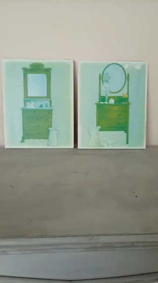 Set de cuadros con motivo de baños antiguos