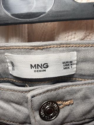 Pantalones vaqueros grises Mango Talla XS