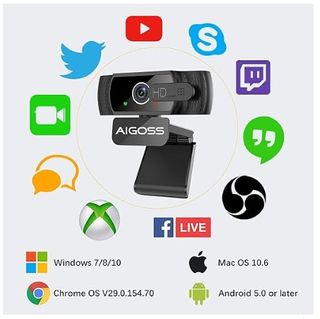 Webcam Aigoss HD 1080p con Microfono