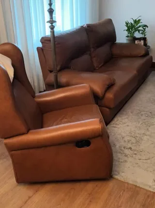 Sofá de piel marrón 2 plazas