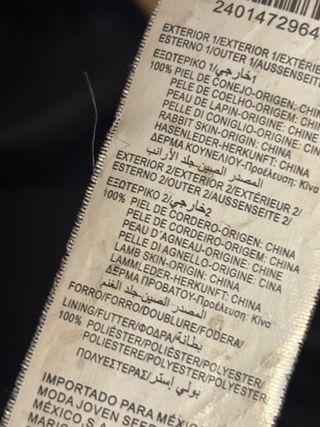 Chaquetón negro de Piel Cordero y Conejo