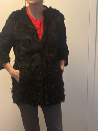 Chaquetón negro de Piel Cordero y Conejo