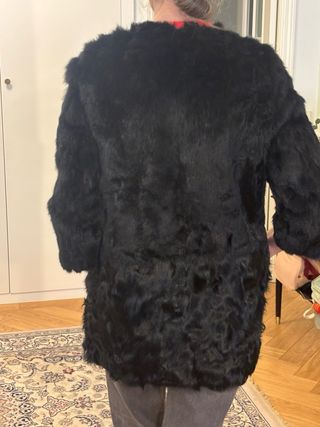 Chaquetón negro de Piel Cordero y Conejo