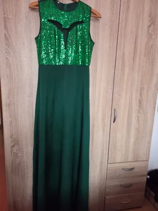 Vestido de fiesta verde lentejuelas