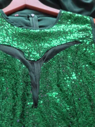 Vestido de fiesta verde lentejuelas