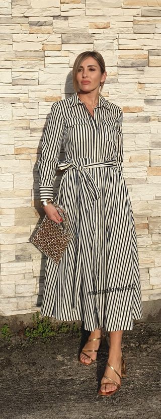 Vestido camisero de rayas