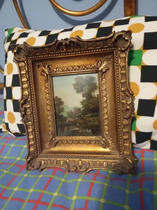 Dipinti antichi 2  con cornice dorata in legno