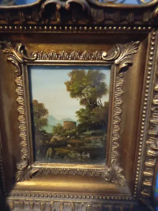 Dipinti antichi 2  con cornice dorata in legno