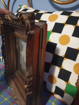 Dipinti antichi 2  con cornice dorata in legno