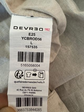 Camisa Devred 1902 Beige Bordada Talla L