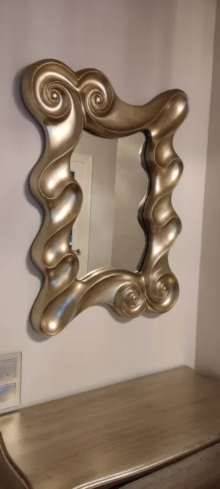 Mueble recibidor plata con espejo