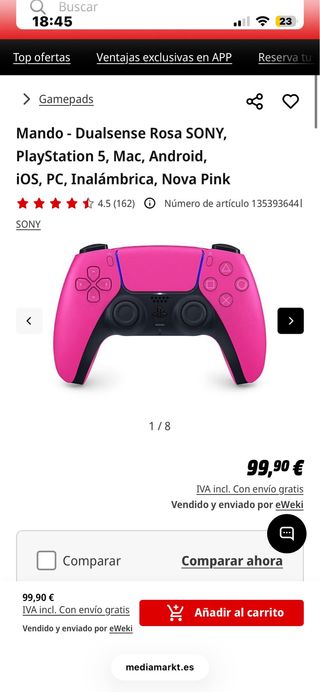 Mando DualSense PS5 Rosa y Negro
