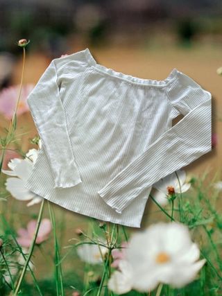 Top sin hombros canalé