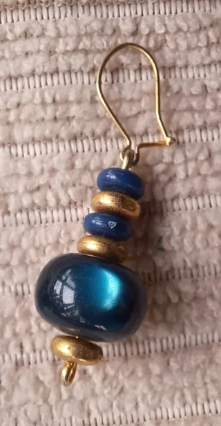 Pendientes Artesanales Cerámica Azul Cobalto