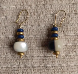 Pendientes Artesanales Cerámica Azul Cobalto