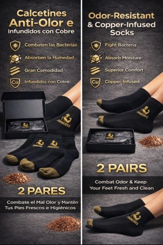 Calcetines Fibra Cobre Antiolor Antibacteriano