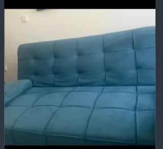 Sofá cama azul de tela