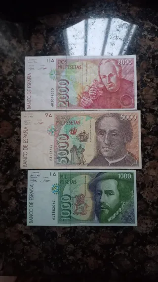 3 Billetes Pesetas año 1992