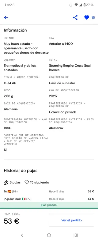 Anillo medieval Cruzadas XI-XII d.C.