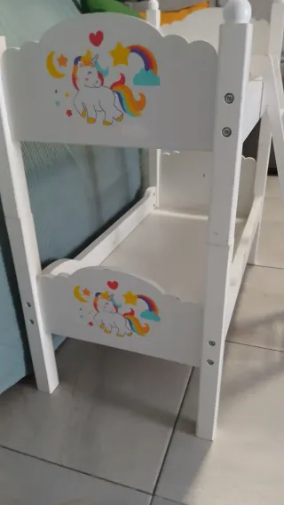 Cuna litera para muñecas de madera