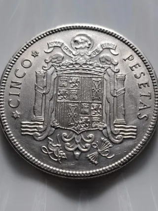 Moneda Cinco Pesetas Franco 1949-*52- Negociables.