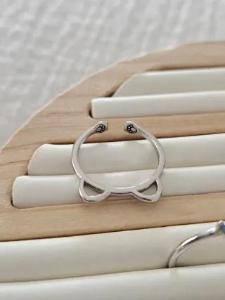 Anillo plata diseño gato orejas