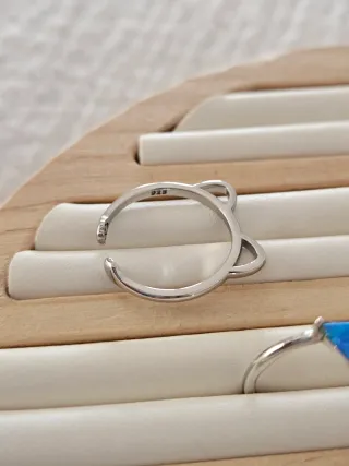 Anillo plata diseño gato orejas