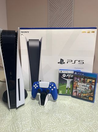 Consola PS5 + Mando Azul + Juegos+Cargador