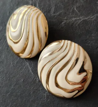 Pendientes clip vintage Balenciaga dorado y crema