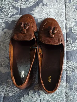 Mocasines de cuero Zara Marrones