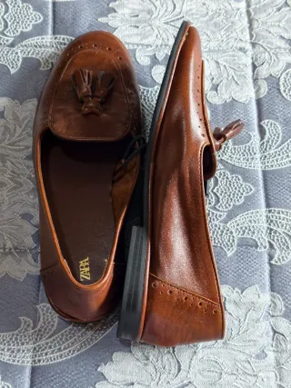 Mocasines de cuero Zara Marrones