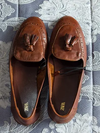 Mocasines de cuero Zara Marrones