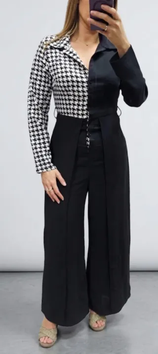 Buzo Pata de Gallo Negro y Blanco