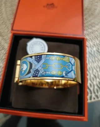 Pulsera Hermes H - Azul y Dorado