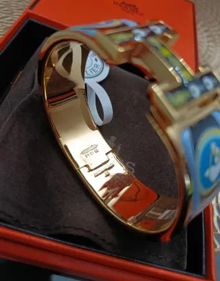 Pulsera Hermes H - Azul y Dorado