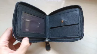 Cartera monedero billetera negra con cremallera