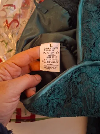 Vestido ceremonia mujer verde encaje