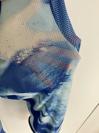 Body Zara Malla Azul Estampado Rostro