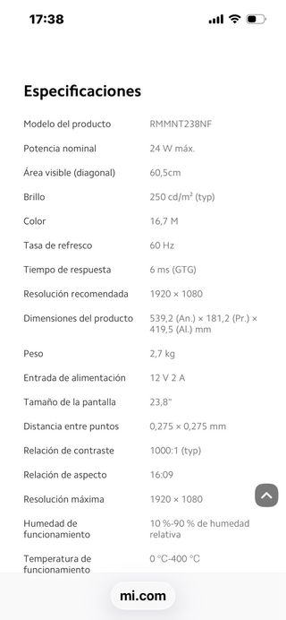 Monitor Xiaomi 24 pulgadas